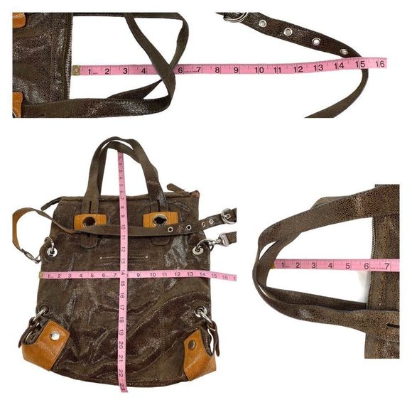 B.Makowsky brown metallic leather tote bag satchel - Picture 13 of 15